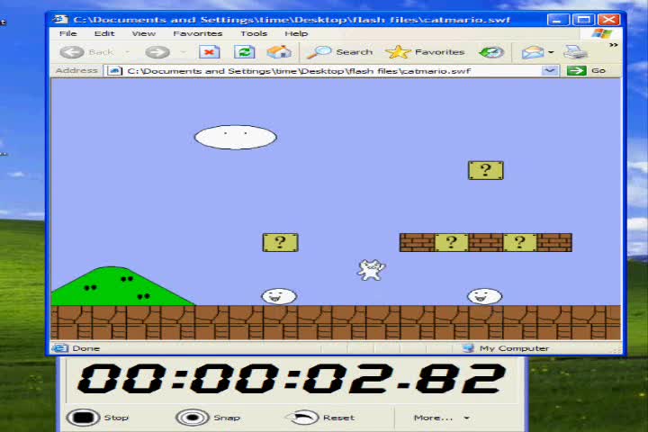 beating level 1 of cat mario as fast as I can