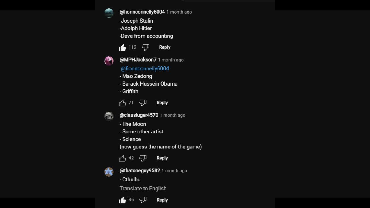 Infamous liberals (YouTube comments) Infamous liberals (YouTube comments)