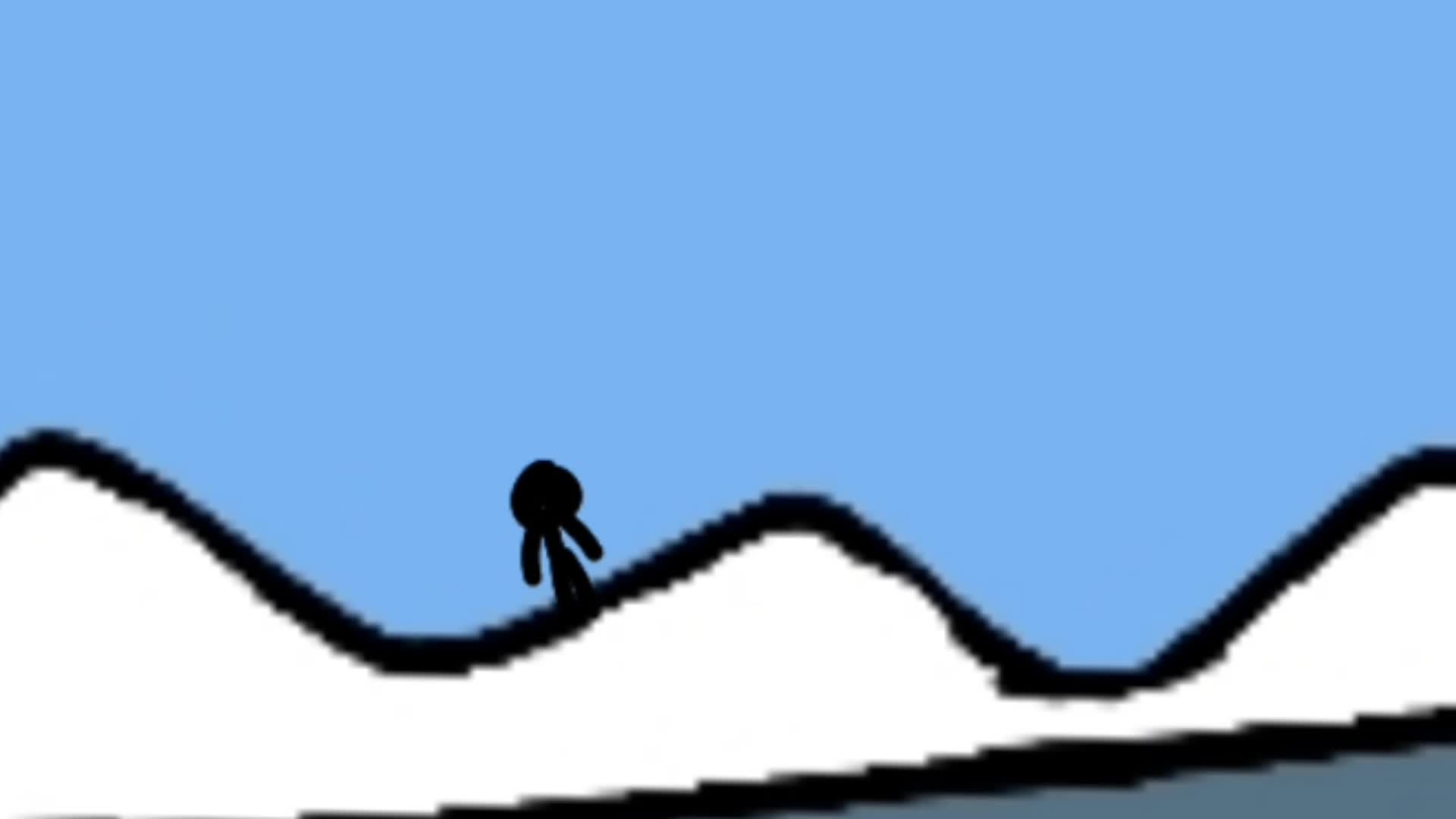 Intense Stickman Climbing on a mountain