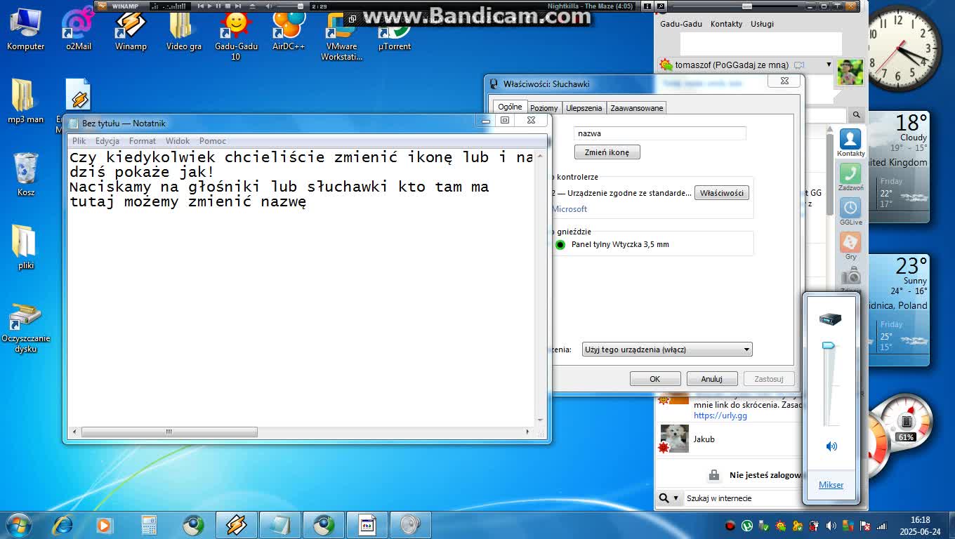 Jak zmienić ikonę i nazwę urządzenia do dźwięku w Windows 7