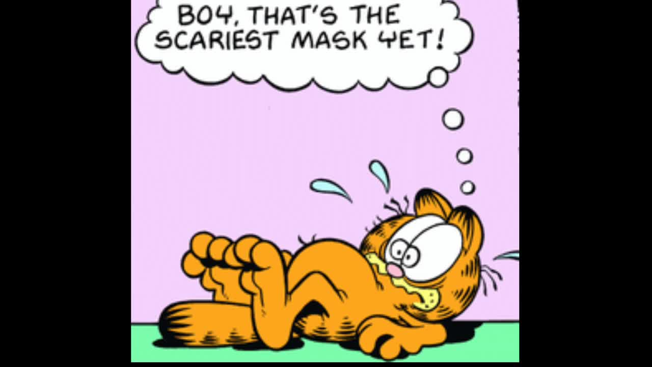 Garfield gets scared of the BND Mask of Doom