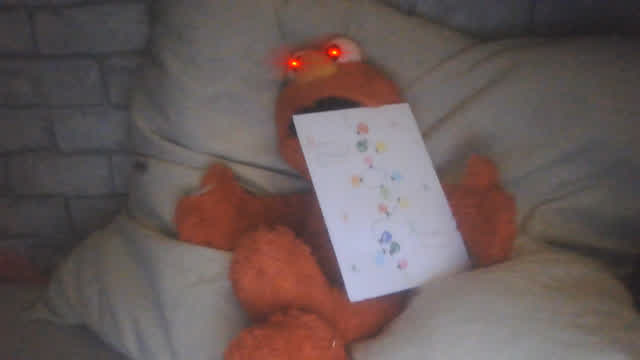 elmo with christmas card