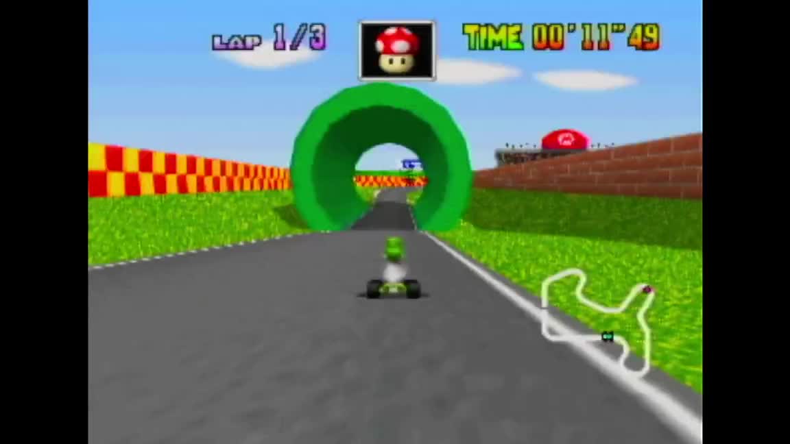 mario kart 64 mario raceway wall hop shortcut
