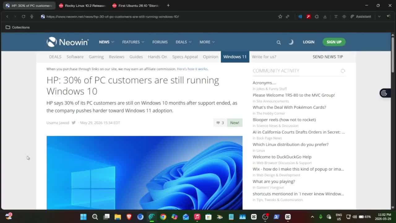 HP_ 30% of PC customers are still running Windows 10