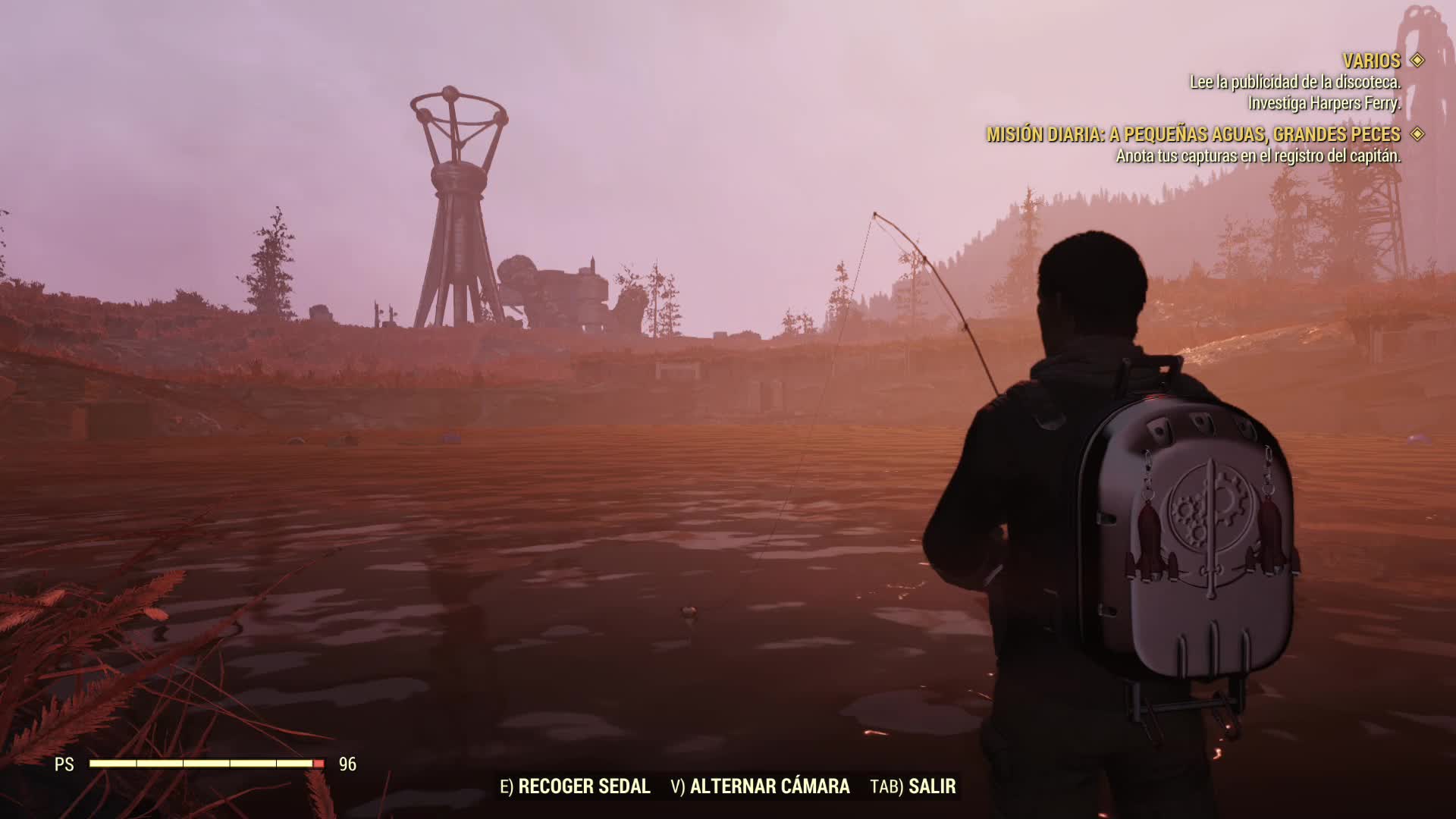 Fallout76 - Pesca en compañía apreciando un paisaje desolado pero relajante