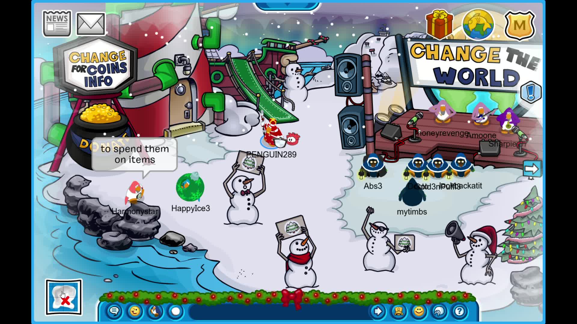 club penguin new christmas layout + partey!!!