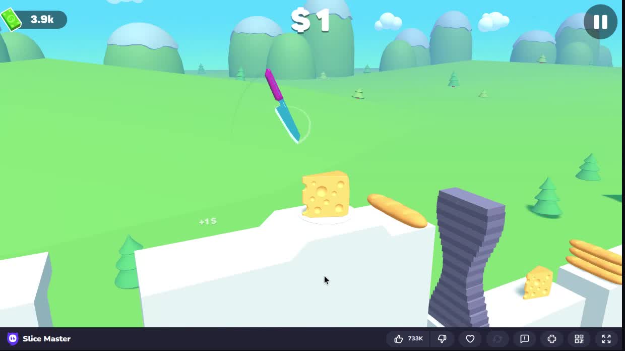 Playing Slice Master on Crazygames by PlayCalm