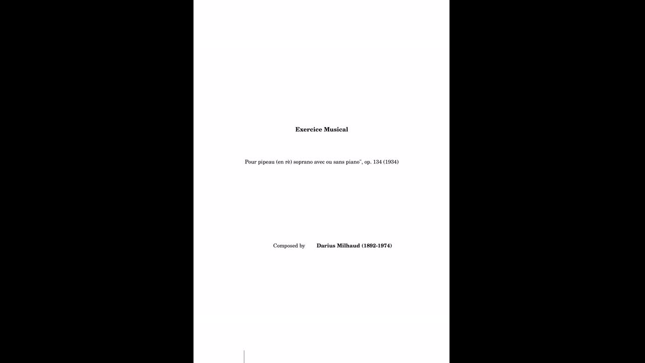 Darius Milhaud (1892-1974): Exercice Musical