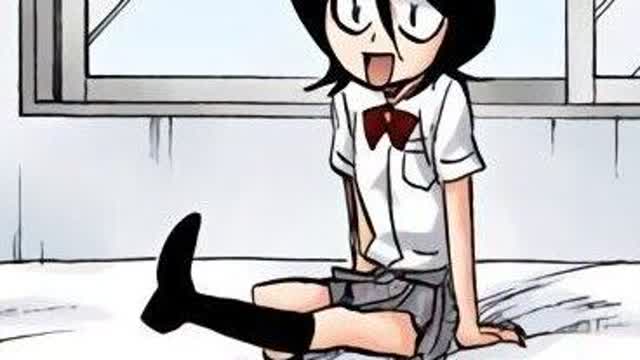 Rukia se cae a la cama