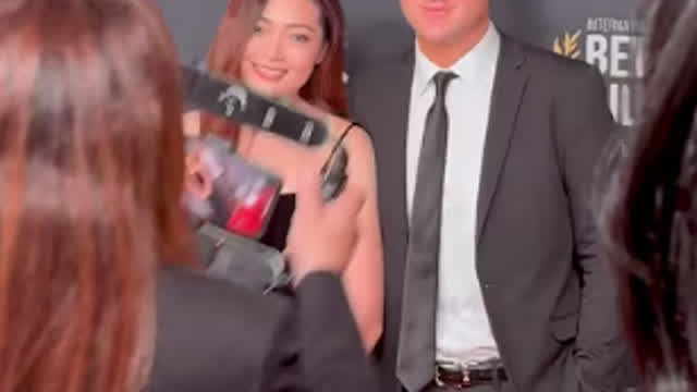 James Pratt arrives on the red carpet in Los Angeles