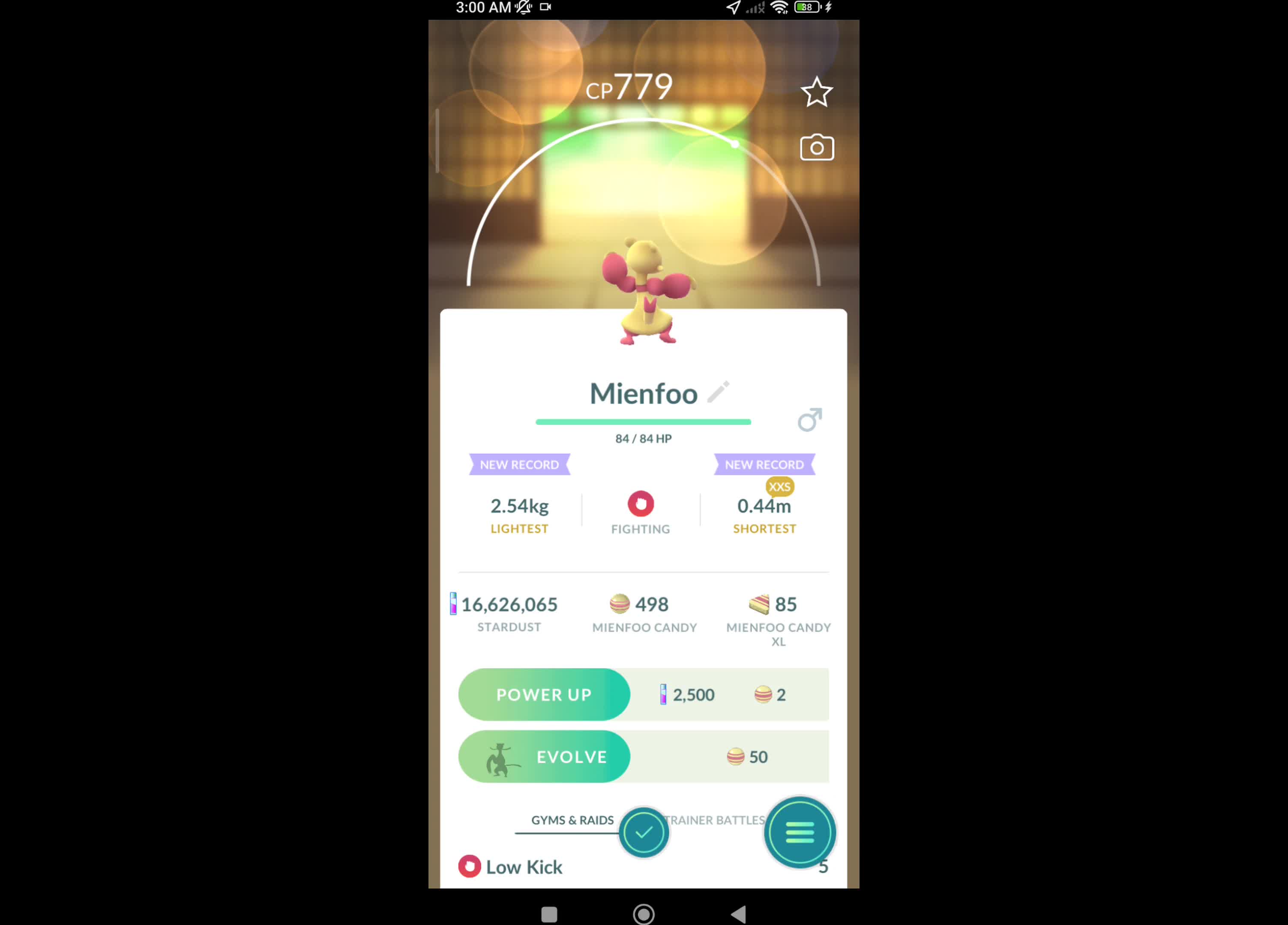 Pokémon GO-XXS Mienfoo(Weight-2.54kg, Height-0.44m)