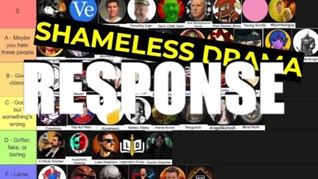 Response to ULTIMATE Youtuber Tier List - Zero Bias