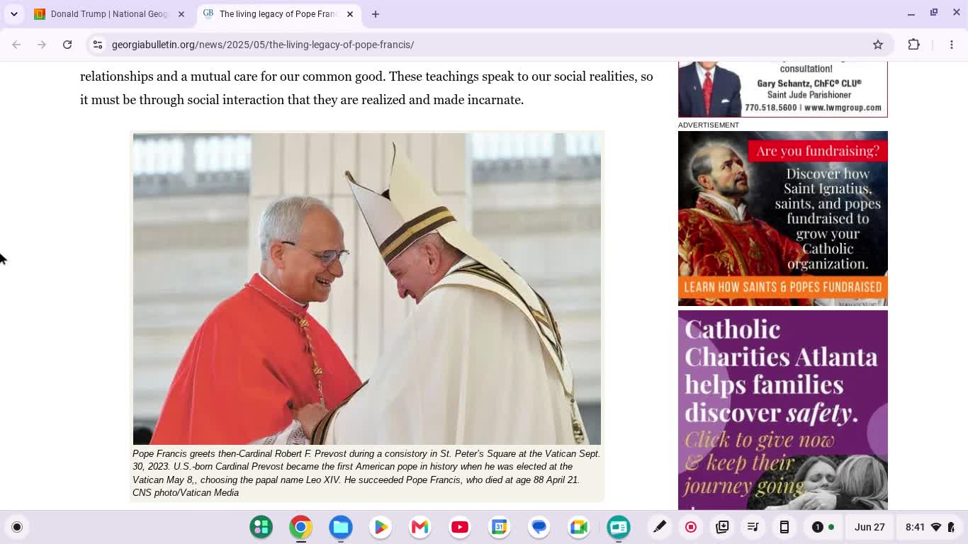 I agree with trump disrespecting the catholic church