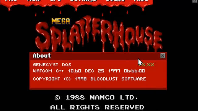 Mega Splatterhouse Demo V1 - Stages 1 and 2 Played on Genecyst MS-DOS Emu (Unfinished ver) Mega Splatterhouse Demo V1 - Stages 1 and 2 Played on Genecyst MS-DOS Emu (Unfinished ver)