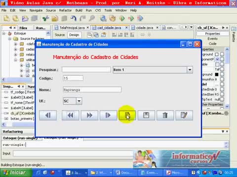 aula 43 java-NetBeans5.5 Botão Atualizar