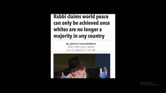 Rabbi claims world peace can only be achieved once whites are no longer a majority in any country