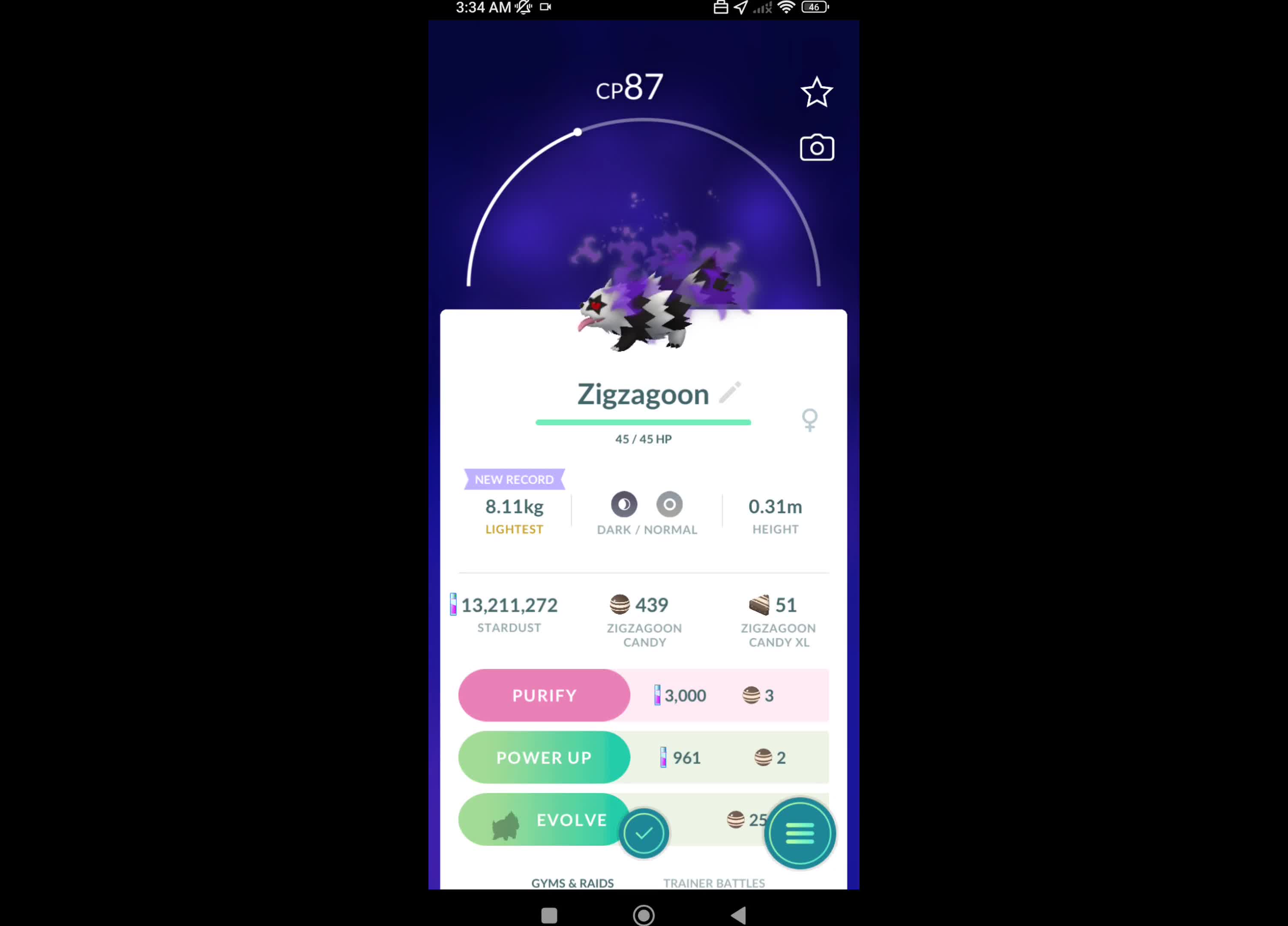 Pokémon GO-Shadow Galarian Zigzagoon