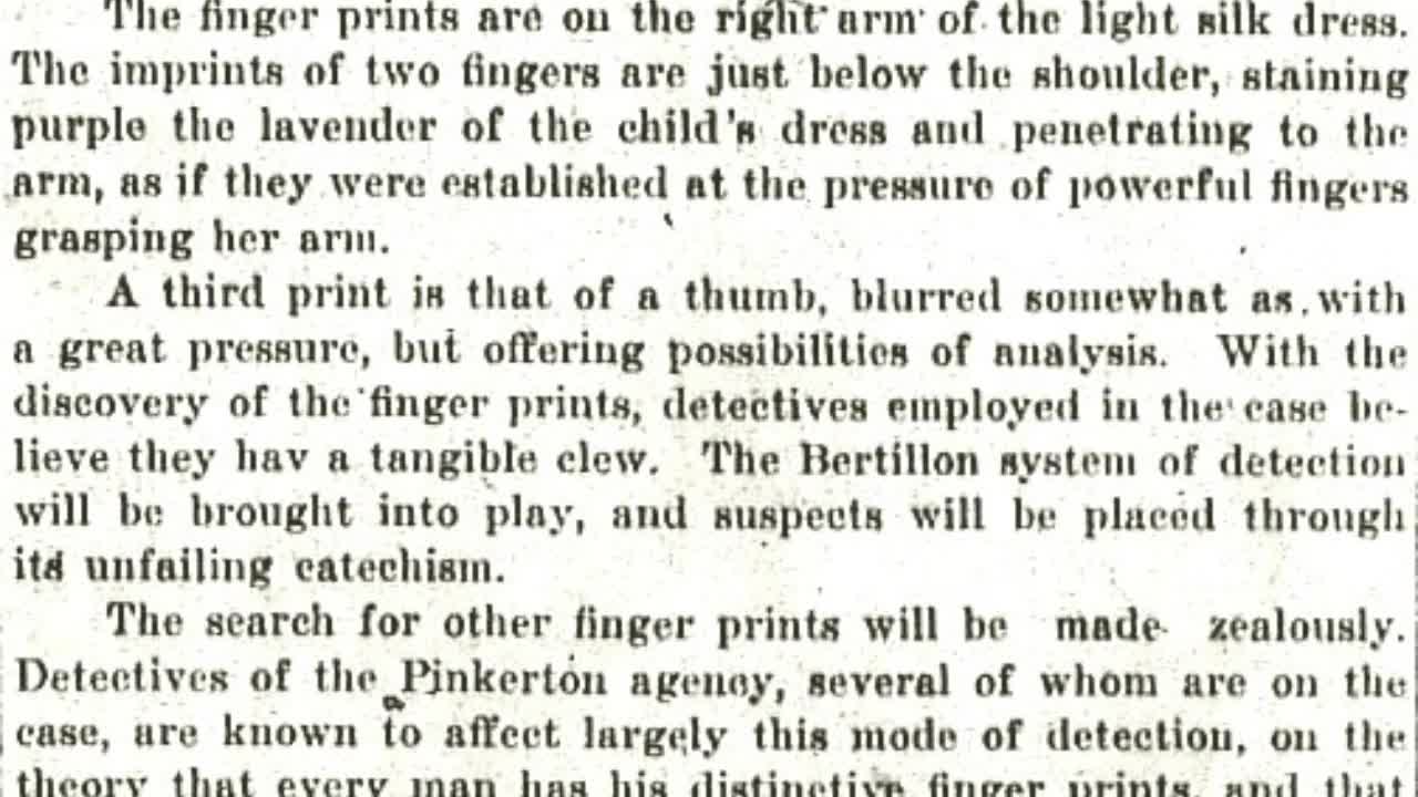 Tuesday, April 29, 1913: Slayer’s Bloody Handprint Found on Girl’s Arm