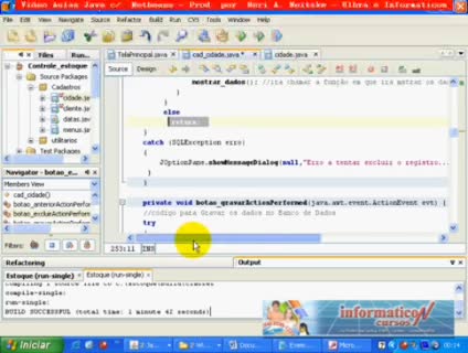 aula 42 java-NetBeans5.5 Botão Excluir