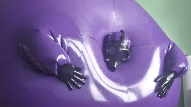 Overinflation of inflatable purple suit